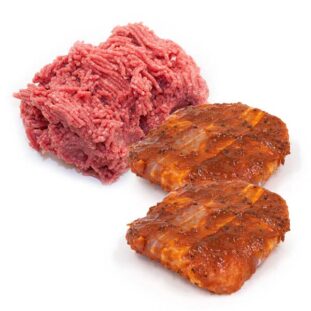 Gekruid gehakt + 2 Houthakkersteaks